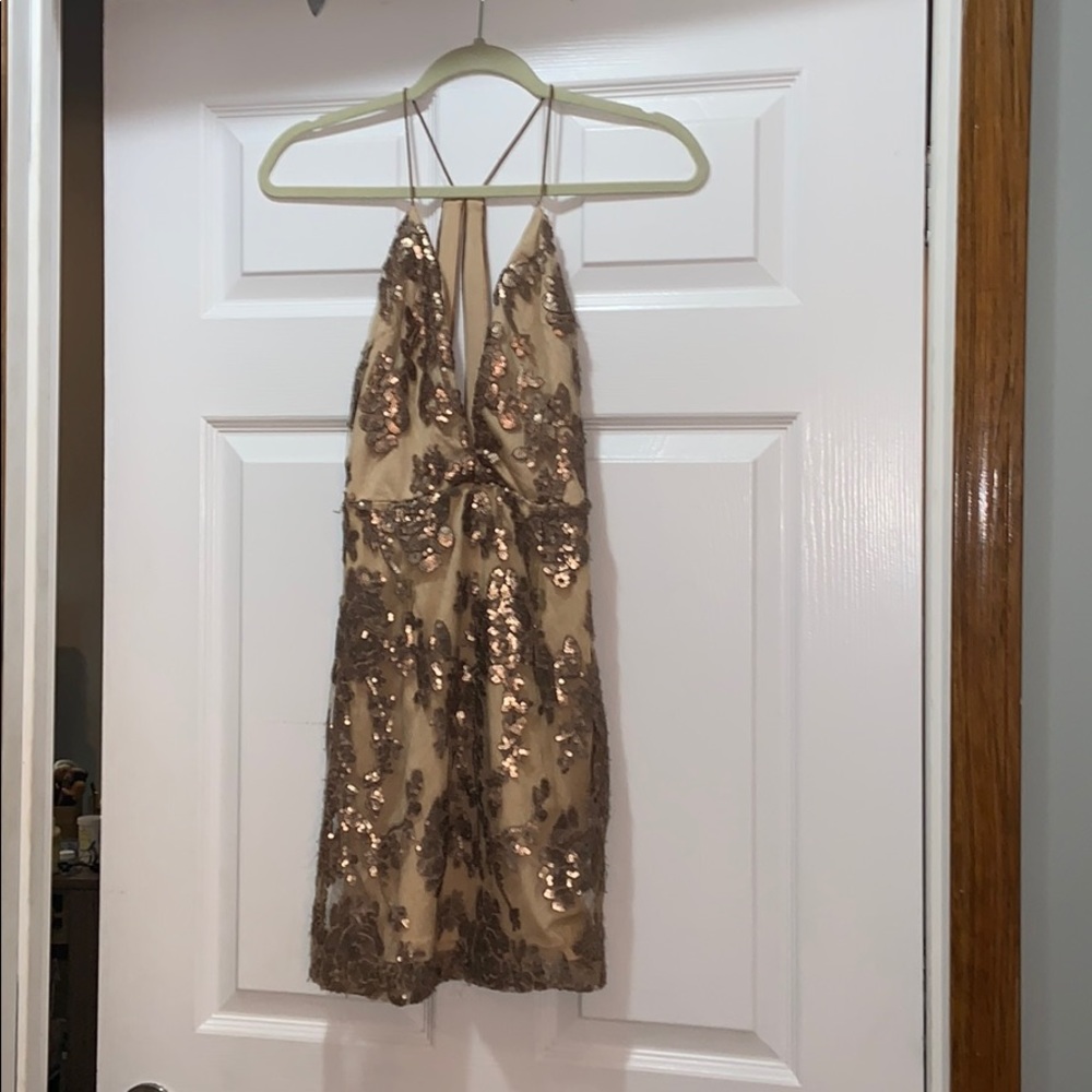 Tan Sequin Akira Dress
